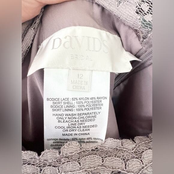 David’s bridal NWT lace one shoulder dress gown portobello purple bridesmaid 12 - Picture 6 of 9